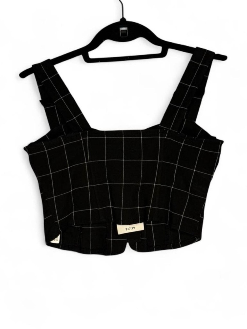 NWT Forever 21 Black Windowpane Button-Front Crop Top. Size Small. - Picture 3 of 5
